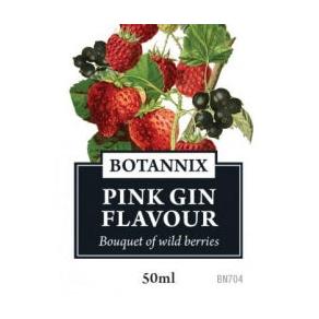 Botannix Pink Gin 50ml label with mixed berry artwork.